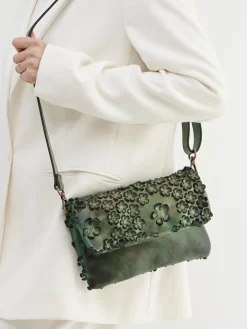 Damen Alchimia – Clutch aus Kalbleder mit Blumenapplikation