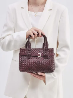 Allan K – Mini Tote Bag aus Flechtleder in Wein*Allan K - Antwerp Sale