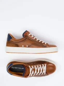– Sneaker aus Leder-Materialmix cognac*Ambitious Best