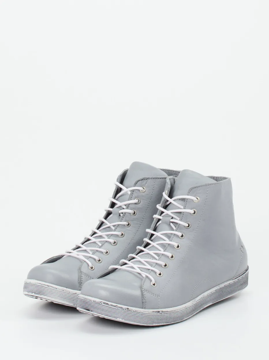 – High-Top Sneaker aus Kalbleder hellgrau*Andrea Conti Outlet