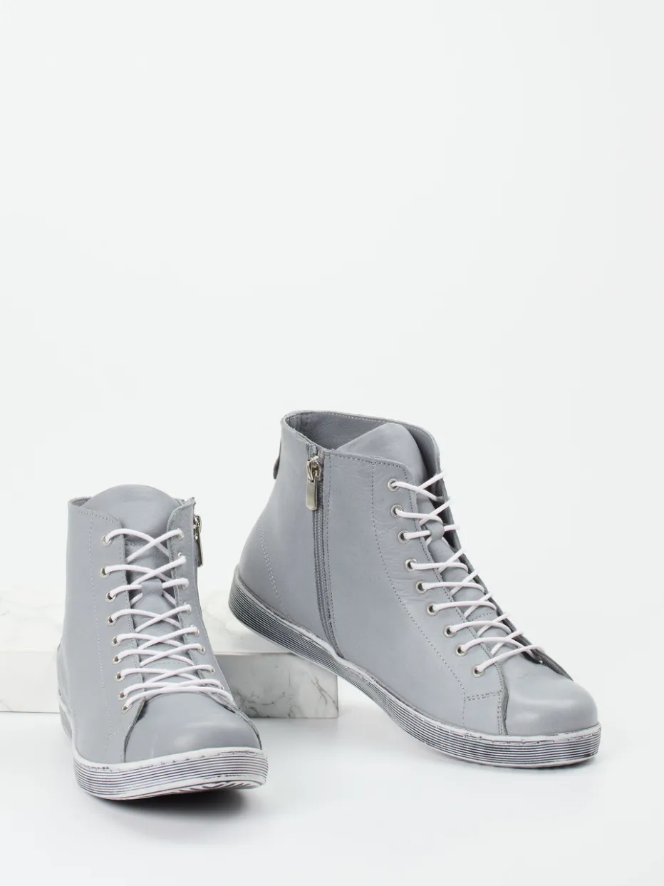 – High-Top Sneaker aus Kalbleder hellgrau*Andrea Conti Outlet