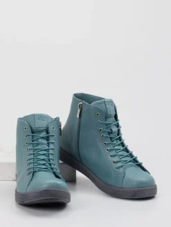 Damen Andrea Conti – Schnürboots aus Kalbleder petrolblau