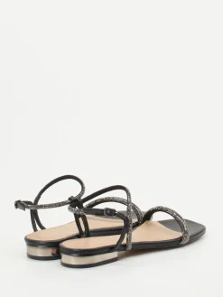 Damen Andrea Puccini – Abendsandale aus Metallicleder