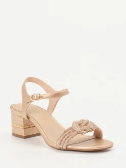 Damen Andrea Puccini – Abendsandalen aus Metallicleder Roségold
