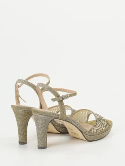 Damen Andrea Puccini – Abendsandale aus Metallic-Textil Gold