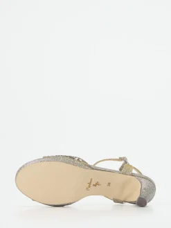 Damen Andrea Puccini – Abendsandale aus Metallic-Textil Gold