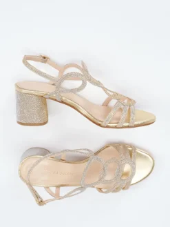 Damen Andrea Puccini – Abendsandale aus Metallic-