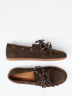 Damen Andrea Puccini – Bootsschuh aus Veloursleder dunkel