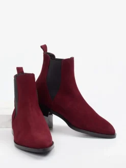 Damen Andrea Puccini – Chelsea Boots aus Veloursleder Bordeaux