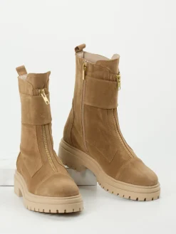 Damen Andrea Puccini – Combat-Stiefeletten aus Veloursleder