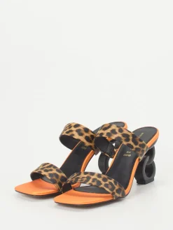 – High Heel Mules aus Leder im Leoprint*Andrea Puccini