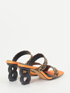 – High Heel Mules aus Leder im Leoprint*Andrea Puccini