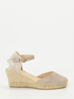 – Keilsandalette aus Veloursleder taupe*Andrea Puccini