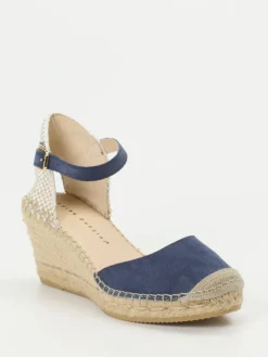 Damen Andrea Puccini – Keilsandaletten aus Veloursleder Marine