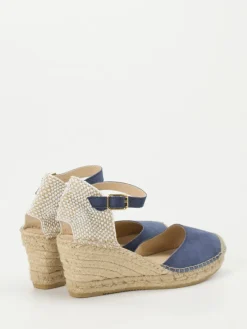 Damen Andrea Puccini – Keilsandaletten aus Veloursleder Marine