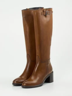 Damen Andrea Puccini – Kniestiefel aus Kalbleder cognac