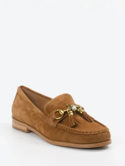 Damen Andrea Puccini – Loafer aus Veloursleder cognac