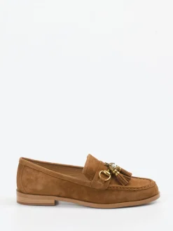Damen Andrea Puccini – Loafer aus Veloursleder cognac