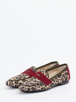 Damen Andrea Puccini – Loafer aus Veloursleder mit Leoprint