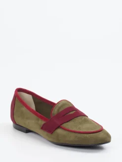 Damen Andrea Puccini – Loafer aus Veloursleder Oliv