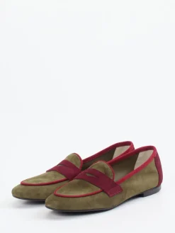 Damen Andrea Puccini – Loafer aus Veloursleder Oliv
