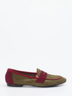 Damen Andrea Puccini – Loafer aus Veloursleder Oliv