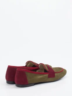 Damen Andrea Puccini – Loafer aus Veloursleder Oliv