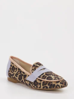 Damen Andrea Puccini – Loafer aus Veloursleder mit Leoprint