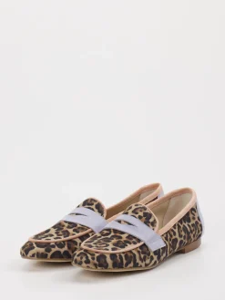 Damen Andrea Puccini – Loafer aus Veloursleder mit Leoprint