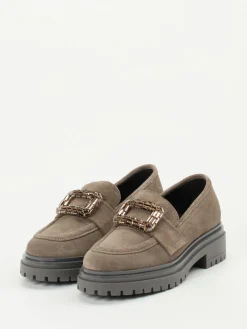 Damen Andrea Puccini – Loafer aus Veloursleder in Taupe