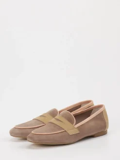 Damen Andrea Puccini – Loafer aus Veloursleder in Taupe