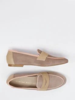Damen Andrea Puccini – Loafer aus Veloursleder in Taupe