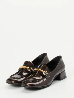 Damen Andrea Puccini – Loafer aus Lackleder Dunkel
