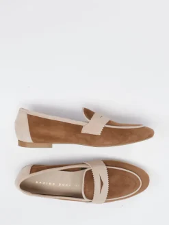Damen Andrea Puccini – Loafer aus Veloursleder Cognac