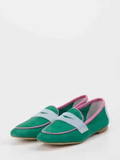 Damen Andrea Puccini – Loafer aus Veloursleder Smaragdgrün