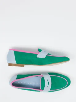 Damen Andrea Puccini – Loafer aus Veloursleder Smaragdgrün