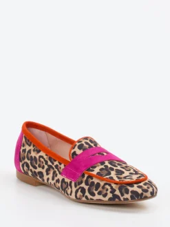 Damen Andrea Puccini – Loafer aus Veloursleder mit Leoprint