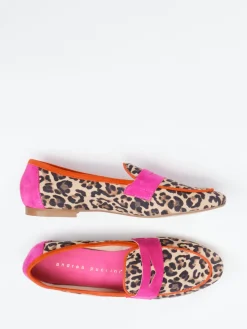 Damen Andrea Puccini – Loafer aus Veloursleder mit Leoprint