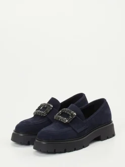 Damen Andrea Puccini – Loafer aus Veloursleder Dunkel