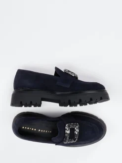 Damen Andrea Puccini – Loafer aus Veloursleder Dunkel