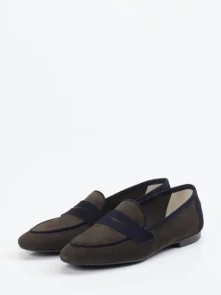 Damen Andrea Puccini – Loafer aus Veloursleder oliv