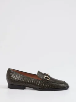 Damen Andrea Puccini – Loafer aus geprägtem Leder olivgrau