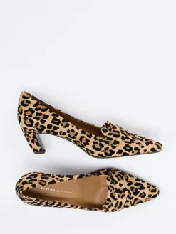 Damen Andrea Puccini – Loafer-Pumps aus Veloursleder Leo-Print