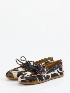 Damen Andrea Puccini – Mokassin aus Fellimitat mit Animal Print