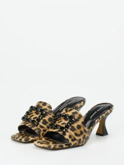 – Mules aus geprägtem Leder Leoprint*Andrea Puccini Sale