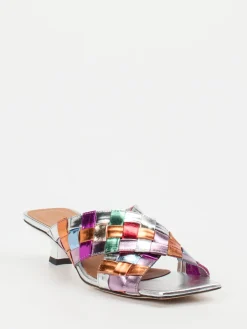 – Mules aus Metallicleder mit Flechtstruktur*Andrea Puccini Online