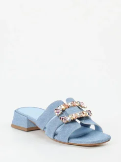 – Mules aus Veloursleder in Denim-Optik*Andrea Puccini New