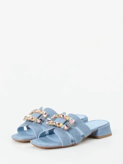 – Mules aus Veloursleder in Denim-Optik*Andrea Puccini New