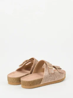 Damen Andrea Puccini – Pantoletten aus Metallicleder Roségold