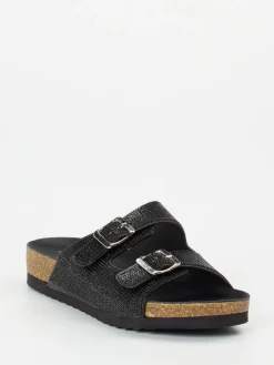 Damen Andrea Puccini – Pantolette aus Metallicleder